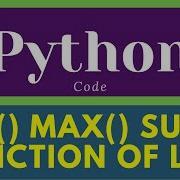 Min Max Sum Function Of List In Python Python List Pythoncode Python Python Shorts