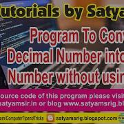 C Program To Convert Decimal Number To Binary Number Without Using Array