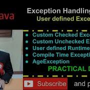Java Excetion Handling Part 9 User Defined Exception Checked And Unchecked Custom Exception