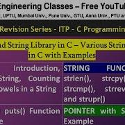 ITP C Programming Lecture 6 STRINGS And String Library In C String Functions In C