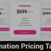 Animation Pricing Table Using HTML CSS CSS3 Pricing Table Design