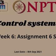 NPTEL Control Systems Quiz Week 6 Assignment 6 Solution July 2021