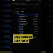 Display Calendar Using Python Code Shorts Coding Programming