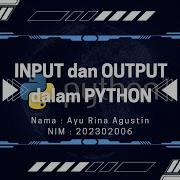 INPUT DAN OUTPUT DALAM PYTHON