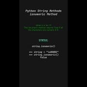 Isnumeric Method Python String Methods