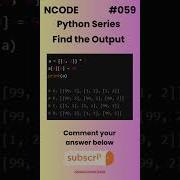 NCODE 059 Find The Output Comment Your Answer Below Coding Pythondaily Python Mcqsquiz