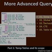 More Advanced SQL Queries Local Temp Tables SSMS TSQL Tutorial 81