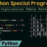 Python Special Programs Multiplication Table Pattern