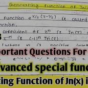 Generating Function Of Jn X Bessel S Function Lect 08