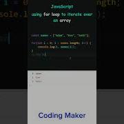 Javascript Using For Loop To Iterate Over An Array Youtubeshorts Shorts Short Javascript