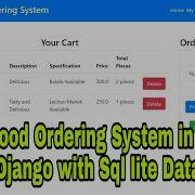 Online Food Ordering System In Python Using Django With Sql Lite Database