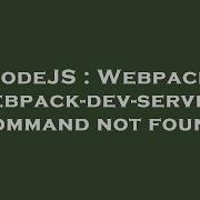 NodeJS Webpack Webpack Dev Server Command Not Found