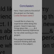 How To Write Conclusion In Project File English Shortvideo