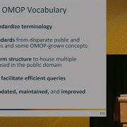 2018 OMOP Common Data Model And Standardized Vocabularies Tutorial 5 Of 5
