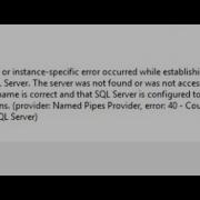 A Network Related Or Instance Specific Error Sql Server
