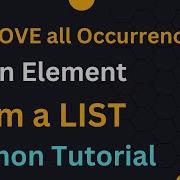 How To Remove All Occurrences Of An Element In A List In Python