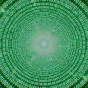 Green Matrix Binary Number Data Tunnel Loop Motion Background 4K