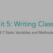 AP CSA 5 7 Static Variables And Methods