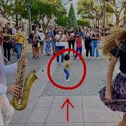 1 Year Old Baby JOINS Dance Monkey STREET PERFORMANCE Karolina Protsenko Daniele Vitale SAX