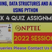 Programming Data Structures And Algorithms Using Python Week 4 Answers 2022 NPTEL SWAYAM