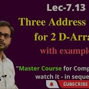 L7 13 Three Address Codes For 2D Array Compiler Design CD