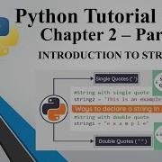 Python Tutorial Series Chapter 2 Part 4 INTRODUCTION TO STRINGS