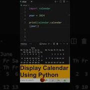 Display Calender Using Python Code Shorts Code Programming