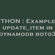 PYTHON Example Of Update Item In Dynamodb Boto3