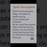 Digital Learning Speech Short English Speech Online Education Speech