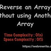 Reverse An Array Without Using Another Array In Place Hindi
