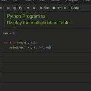 Python Program To Display The Multiplication Table Math Table