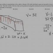 Calculus Optimization Problem Minimum Surface Area On A Box With No Top