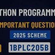1BPLC205B Python Programming Important Questions 1BPLC105B Important Questions VTU Updates Exam
