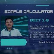 Calculator Using JAVA JOptionPane By Mark Lawrence