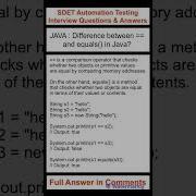 JAVA Difference Between And Equals In Java