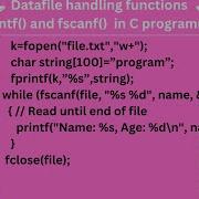 Data File Handling Function Fscanf And Fprintf In C Programming Part 4