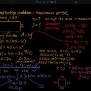 Optimization Problem Maximum Area Using Perimeter Of A Rectangle Differential Calculus