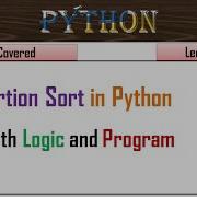 Insertion Sort In Python Lecture 33 Sorting In Hindi