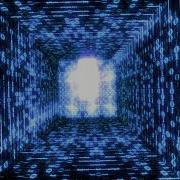 Looping Animation Of A Binary Code Corridor Blue
