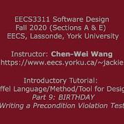 HD EECS3311 F20 Tutorial Part 09 BIRTHDAY Writing A Precondition Violation Test