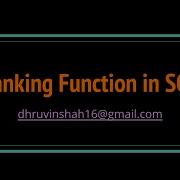 Ranking Function In SQL SERVER