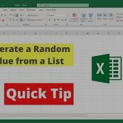 Generate A Random Value From A List In Excel