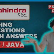 29th May Mahindra Rise Assessment 2025 Mahindra Rise Coding Questions 2025
