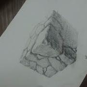 Pencil Sketch Drawing Illustration Cube Stone Texture