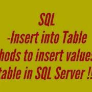 SQL Insert Into Table