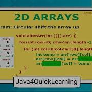 2D Arrays In Java Part 3 Arrays Arraysinjava 2darray Corejava Program Java4quicklearning