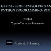 Lec 10 Types Of Iterative Statements GE8151 Problem Solving And Python Programming