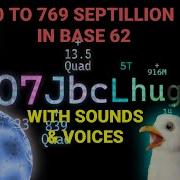 0 To 769 Septillion Base 62 With Sounds Voices