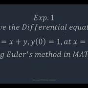 Метод Эйлера в MATLAB Численные методы Решение дифференциального уравнения первого порядка