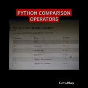 PYTHON COMPARISON OPERATORS Python Pythoncode